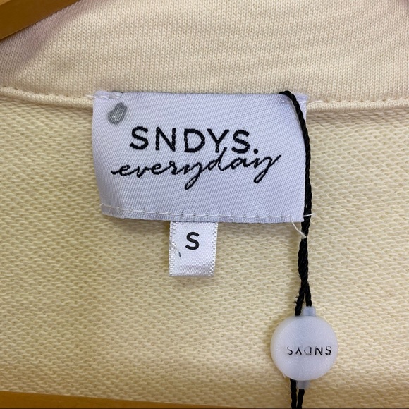 SNDYS Everyday Fleece Polo Sweater Size S Cream Lounge Wear - Picture 5 of 8